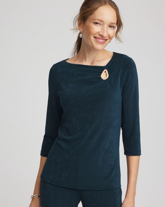 Travelers Asymmetrical 3/4 Sleeve Top